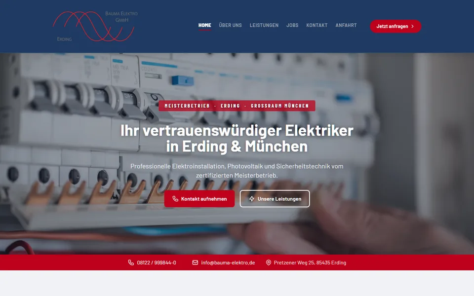 Startseite der Website bauma-elektro.de