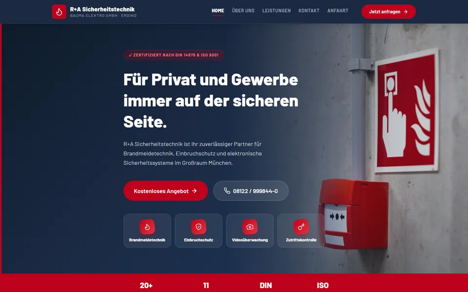 Startseite der Website brandmelde-rua.de